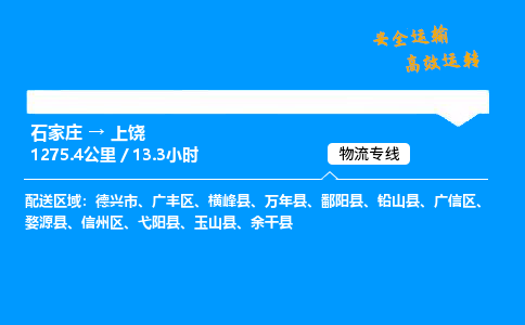 石家莊到上饒物流專線-專業承攬石家莊至上饒貨運-保證時效